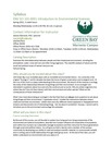 Environmental Science 102: Introduction to Environmental Sciences Syllabus