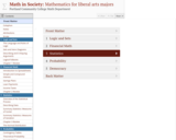 Math in Society: Mathematics for liberal arts majors